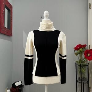NEW Sisters Wool Acrylic Colorblock Contrast Turtleneck Sweater Layering Top M